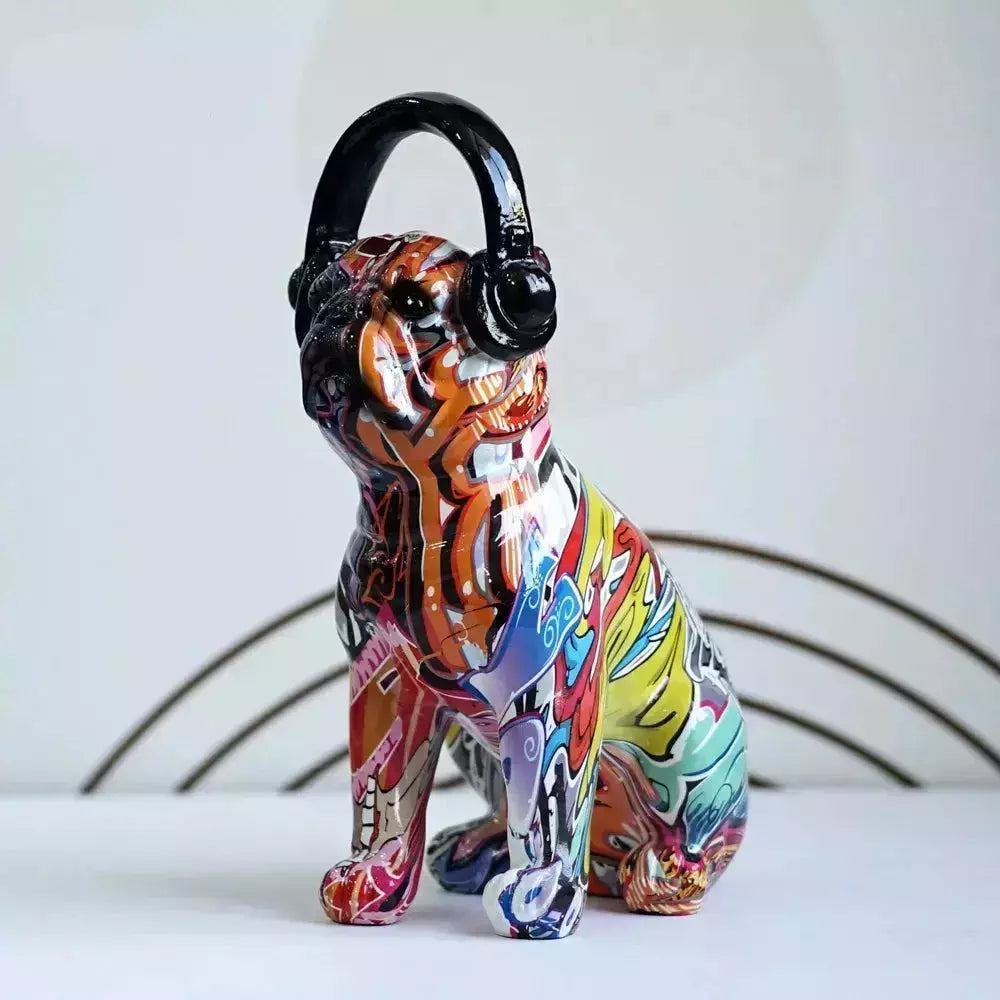 Vilead Graffiti Dog Sculptures Colorfull Bulldog Statue Pop Modern Art Figurines Home Interior Shelf Rack Decoration Accessories | Designix -  bulldog   - https://designix.fr/