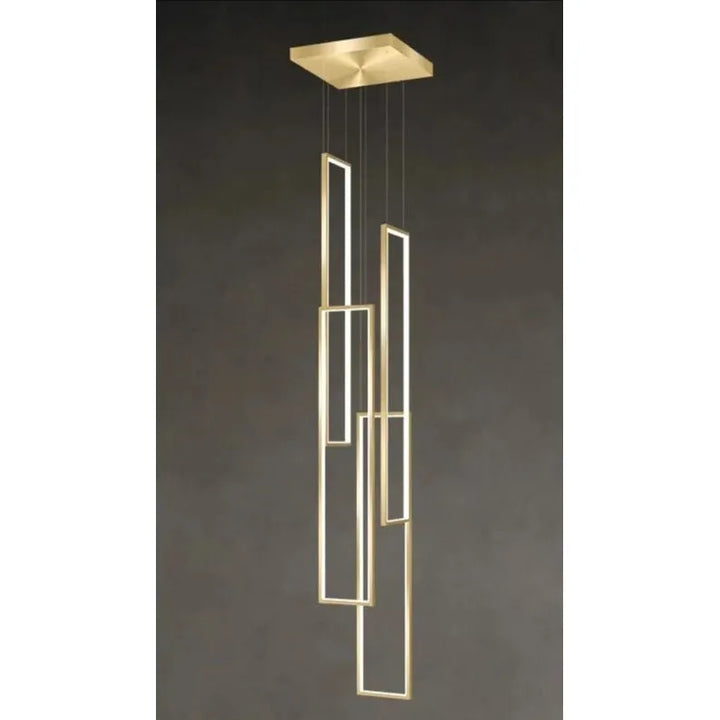 lampe plafond suspendu rectangulaire | Designix -  4 light gold Remote control  - https://designix.fr/