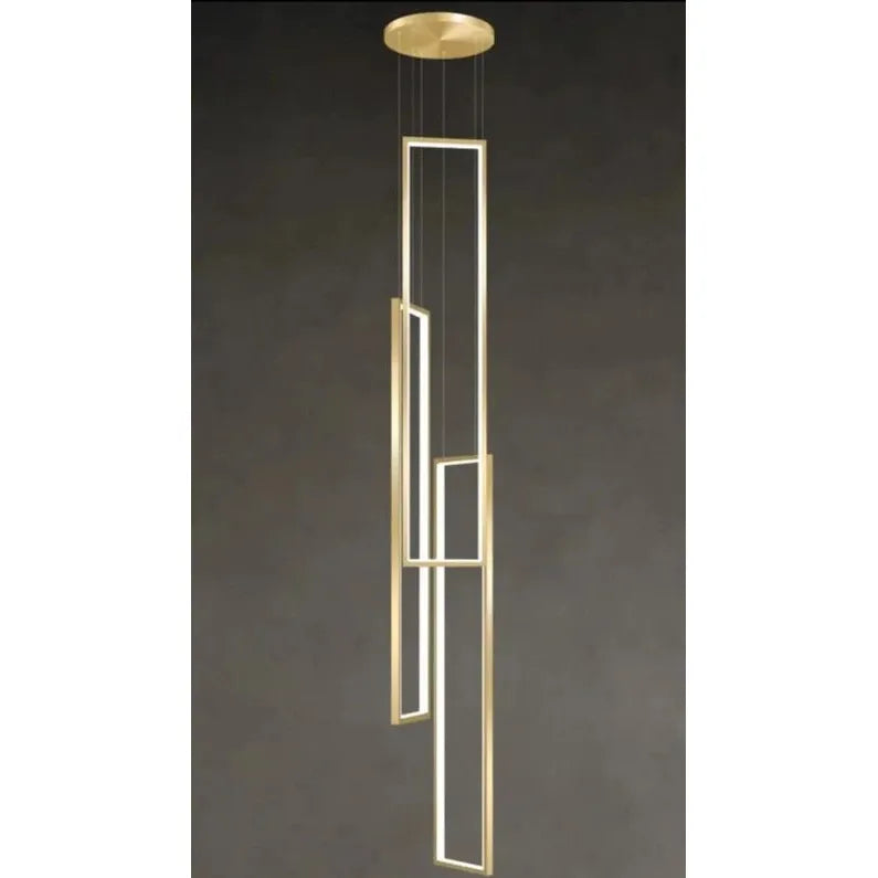 lampe plafond suspendu rectangulaire | Designix -  3 light gold Remote control  - https://designix.fr/