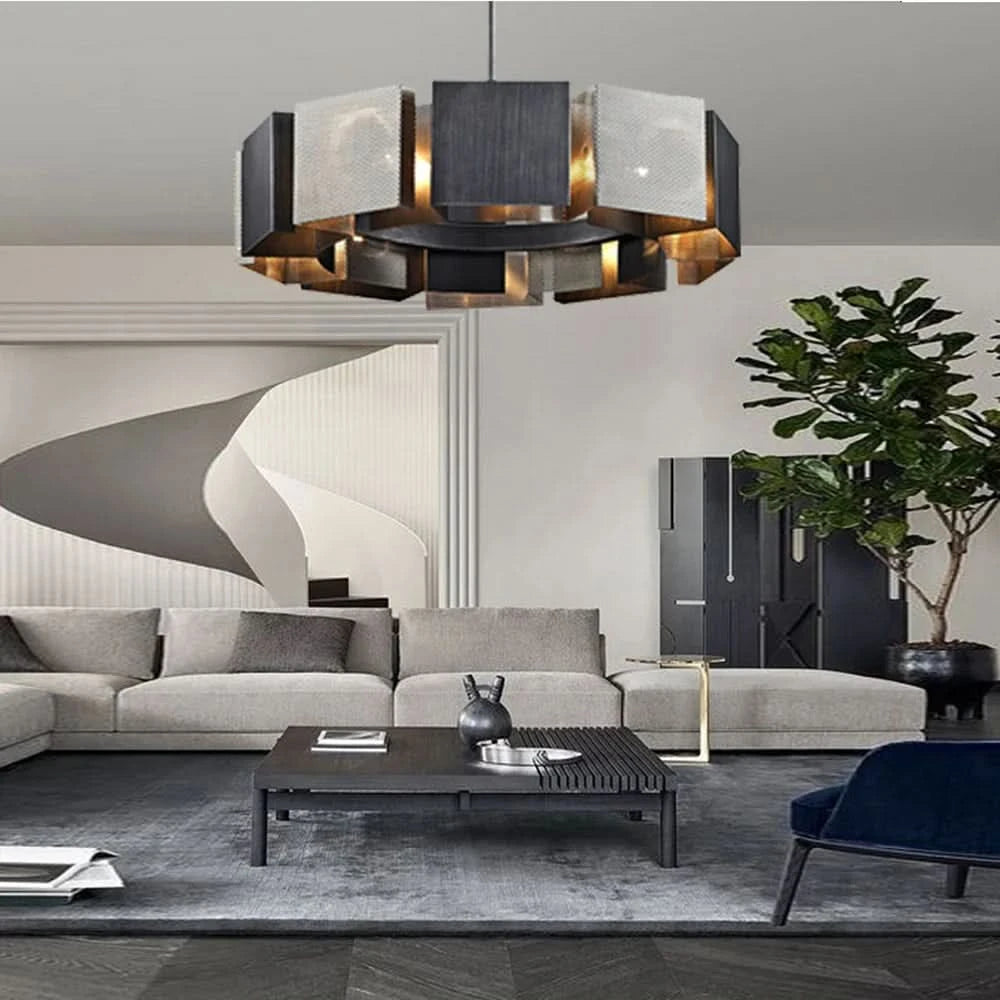 Lustres de plafond en métal noir de Style industriel nouvelle lampe suspendue LED postmoderne pour plafond décor à la maison Lustre pour salon | Designix - Luminaire - https://designix.fr