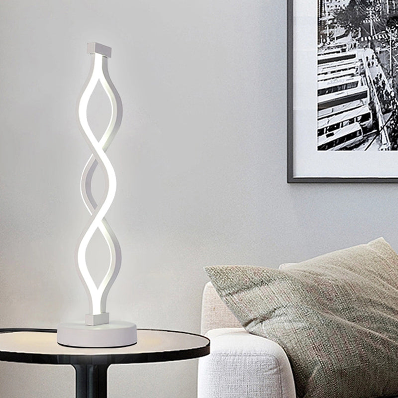 Lampe Spirale LED | Helix Lumineuse | Designix - Lampe de chevet Double Spirale Blanc Blanc Chaud  - https://designix.fr/