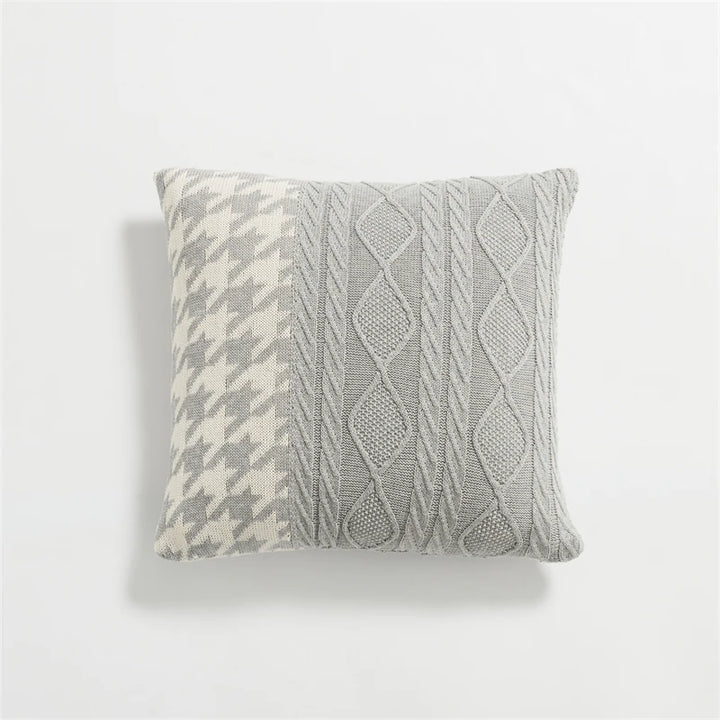 REGINA Nordic Houndstooth Knitted Cushion Cover For Sofa Bed Couch Chair Floor Tatami Soft Fluffy Cotton Fall Pillow Case Cover | Designix - Coussin light gray 450mm*450mm  - https://designix.fr/