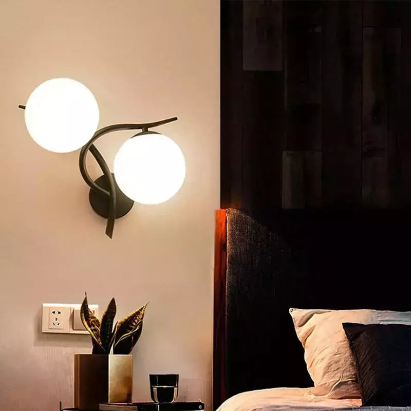 Nordic LED Wall Lamp Glass ball Black Wall lamps G4 bulb Loft cafe Bedside porch light fixture | Designix -     - https://designix.fr/