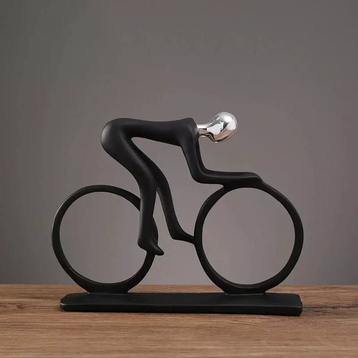 Modern Abstract Resin Bicycler Cyclist Statue Bicycle Rider Statue Bike Racer Rider Figurine Office Living Room Decor | Designix -  Silver   - https://designix.fr/