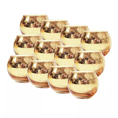 Glass Candle Holder Votive Mercury Tealight Candle Holder Wedding Parties Hotel Cafe Bar Home Yoga Studio Decoration Ornaments | Designix -  Gold outside 12 pcs   - https://designix.fr/