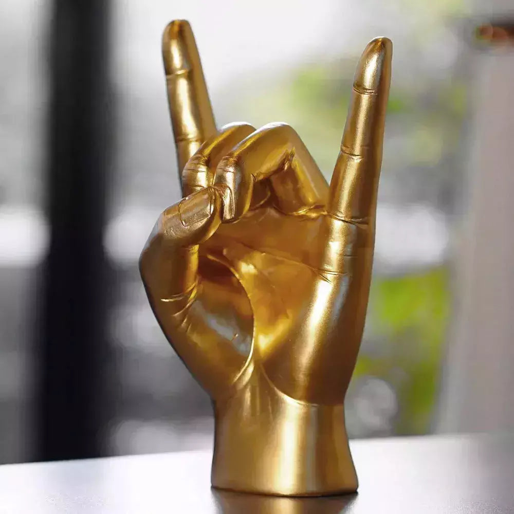 Vilead Resin Rock and Roll Gesture Hand Figurines Devil Horns Sculpture Home Decoration Accessories Shelf Tabletop Decor Pop Art | Designix -     - https://designix.fr/