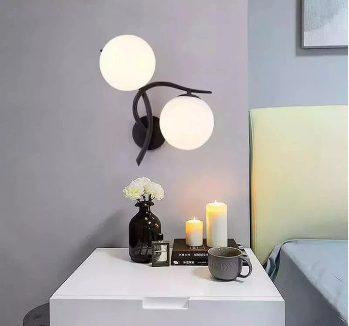 Nordic LED Wall Lamp Glass ball Black Wall lamps G4 bulb Loft cafe Bedside porch light fixture | Designix -     - https://designix.fr/