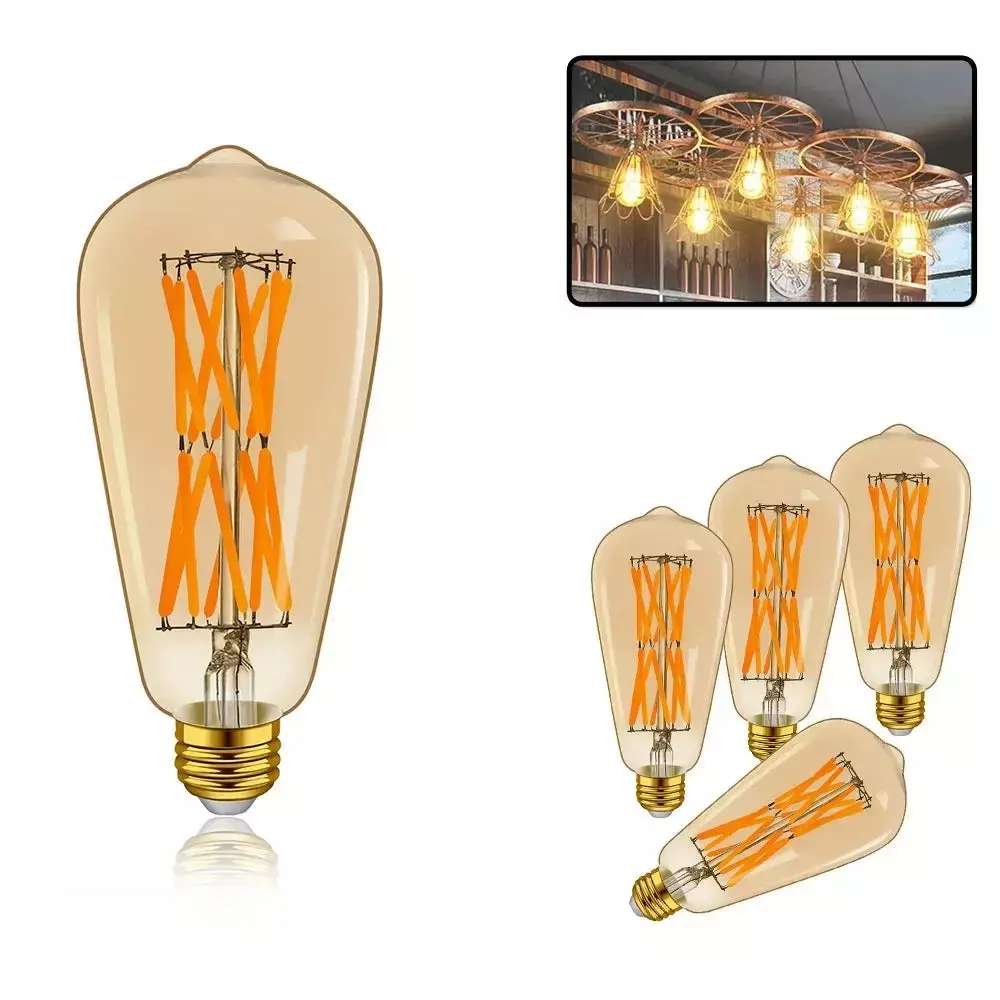 4 Ampoules rétro E27 Ambre Filament 16W | Éclat d'Antan | Designix - Ampoules LED    - https://designix.fr