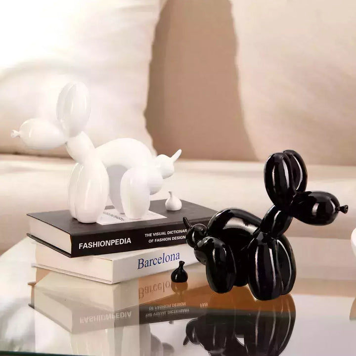 Vilead Funny Balloon Pooping Dog Sculptures Resin Pop Art Statue White Red Ornament Bathroom Home Decoration Accessories Object | Designix -     - https://designix.fr/