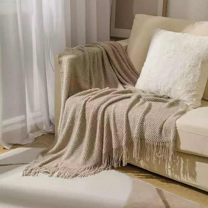 plaid jeté de canapé | Designix -  corn khaki 127x172cm CHINA - https://designix.fr/