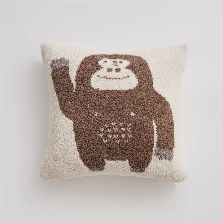 REGINA Kawaii Cartoon Gorilla Pillow Case Sofa Cozy Fluffy Cute Cushion Cover 45*45cm Home Decorative Sofa Bed Knit Pillow Cover | Designix - Coussin khaki gorilla 450mm*450mm  - https://designix.fr/