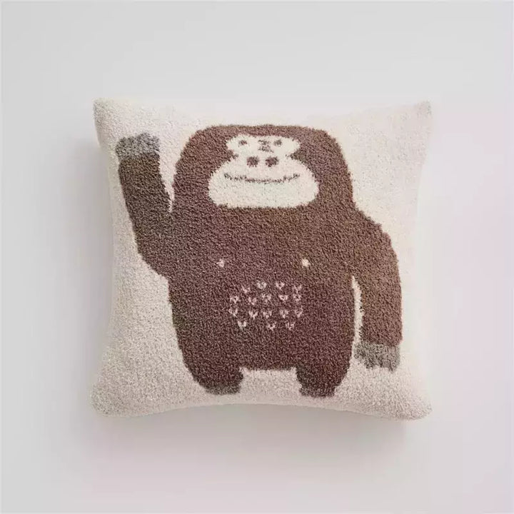 REGINA Kawaii Cartoon Gorilla Pillow Case Sofa Cozy Fluffy Cute Cushion Cover 45*45cm Home Decorative Sofa Bed Knit Pillow Cover | Designix - Coussin khaki gorilla 450mm*450mm  - https://designix.fr/