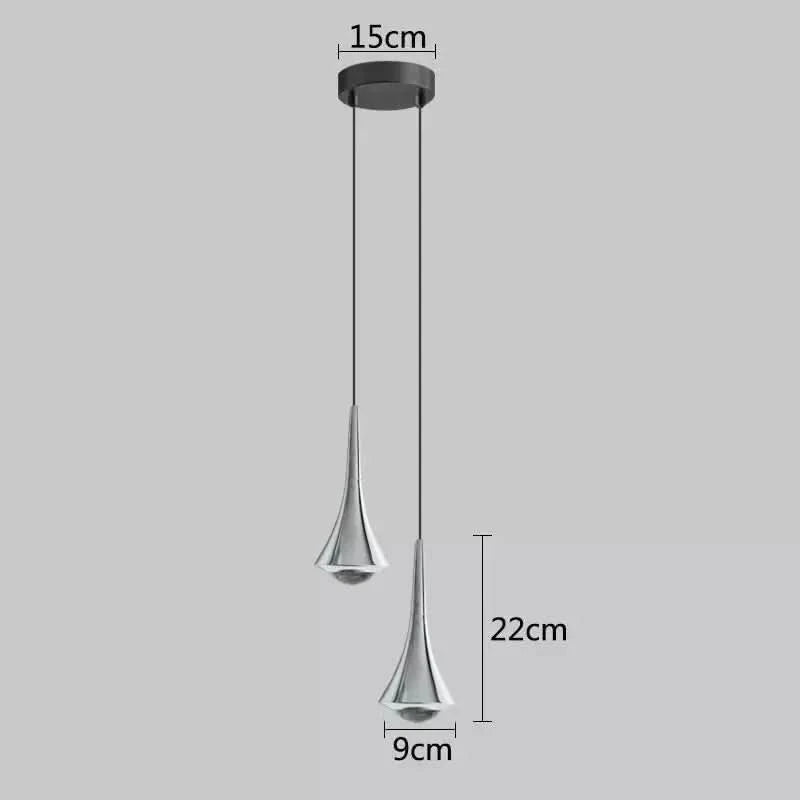 Nordic Light Luxury LED Pendant Lights Mirror Lamp Home Kitchen Island Dining Living Room Bar Cafe Droplight Fixture | Designix -  Silver-2 heads Cold White  - https://designix.fr/