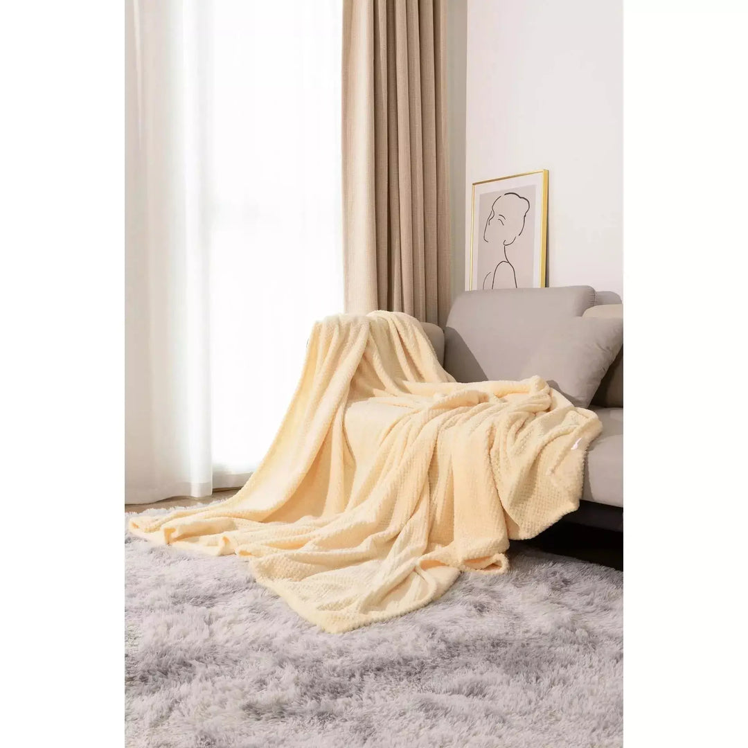 plaid chaud et doux grande taille | Designix -  corn cream yellow 100x150cm  - https://designix.fr/