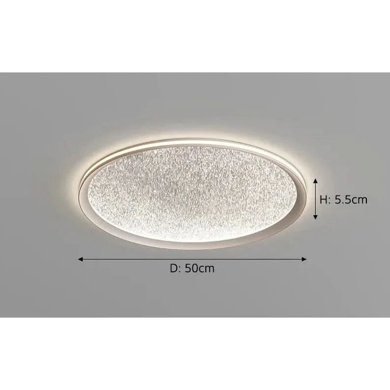Schéma coté du plafonnier indiquant diamètre 50 cm et hauteur 5,5 cm
