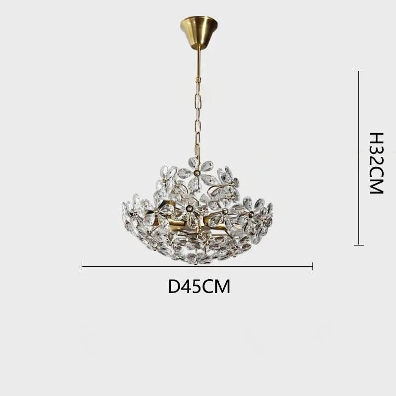lustre plafond rétro fleur cristal led luxe décoration | Designix - Luminaire Diamètre 45CM Blanc chaud - https://designix.fr