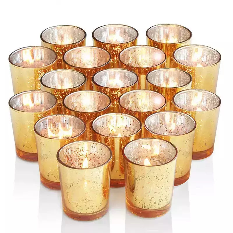 Gold Votive Candle Holder 12Pcs Speckled Glass Tealight for Wedding Parties Hotel Cafe Bar Birthday Home Decoration Party Gift | Designix -     - https://designix.fr/