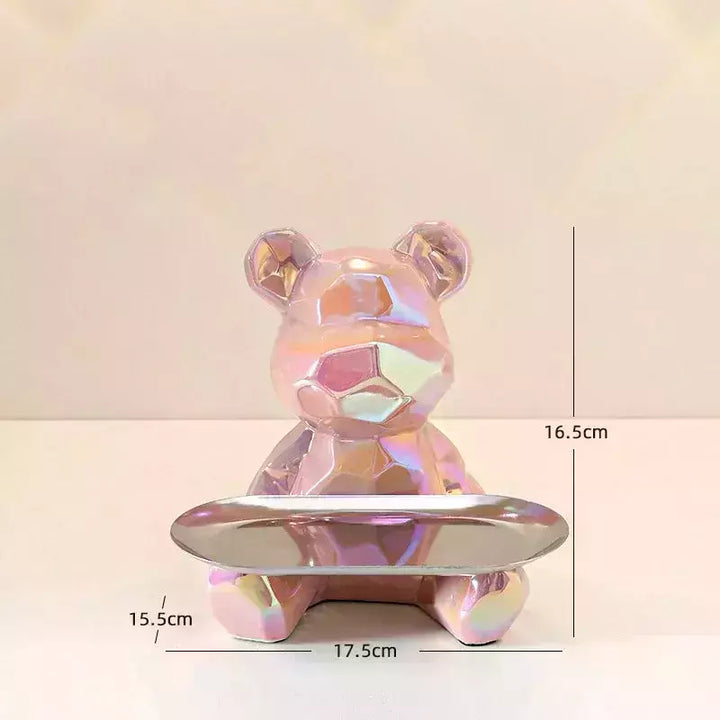 Ceramic Geometric Bear Ornament Coin Bank Home Living Room Desktop Remote Control Key Storage Tray Decorative Statue Gift | Designix -  E   - https://designix.fr/