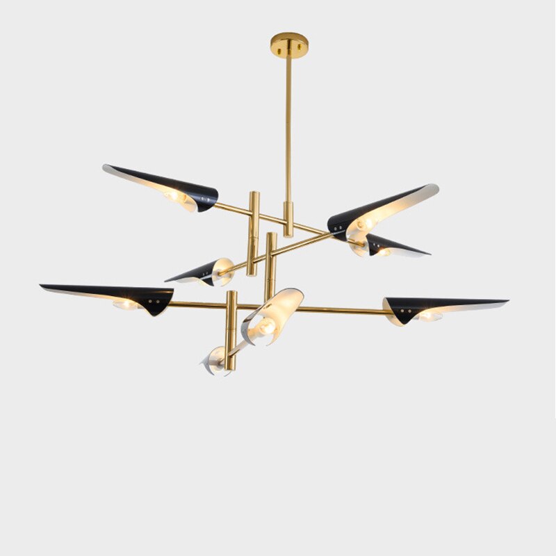 lustre-suspension-industriel | Designix - Noir/Or 4 Têtes - https://designix.fr