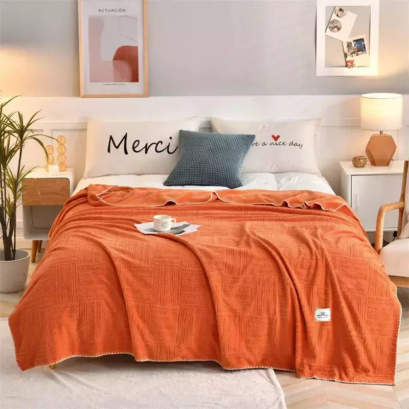 Couverture légère en velours de lait | Designix -  Orange 100x150cm CHINE - https://designix.fr/