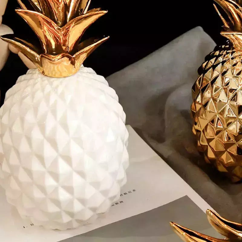 Nordic Light Luxury Ceramic Pineapple Gold Figurines Modern Fruit Statue Decoration Accessories Living Room Interior House Decor | Designix -     - https://designix.fr/