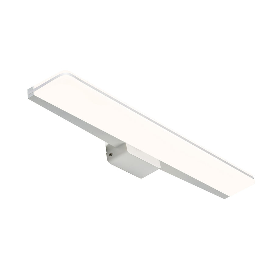 Produit de trois quarts, lumière éteinte, structure aluminium blanc et diffuseur satiné