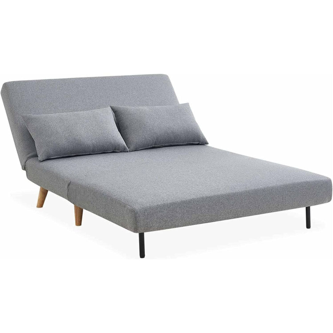 Alice'S Home - Canapé Convertible En Tissu - Guesta - 2 Places Scandinave. Pieds Bois Foncé. Gris Clair. Banquette. Dossier Inclinable | Designix -     - https://designix.fr/