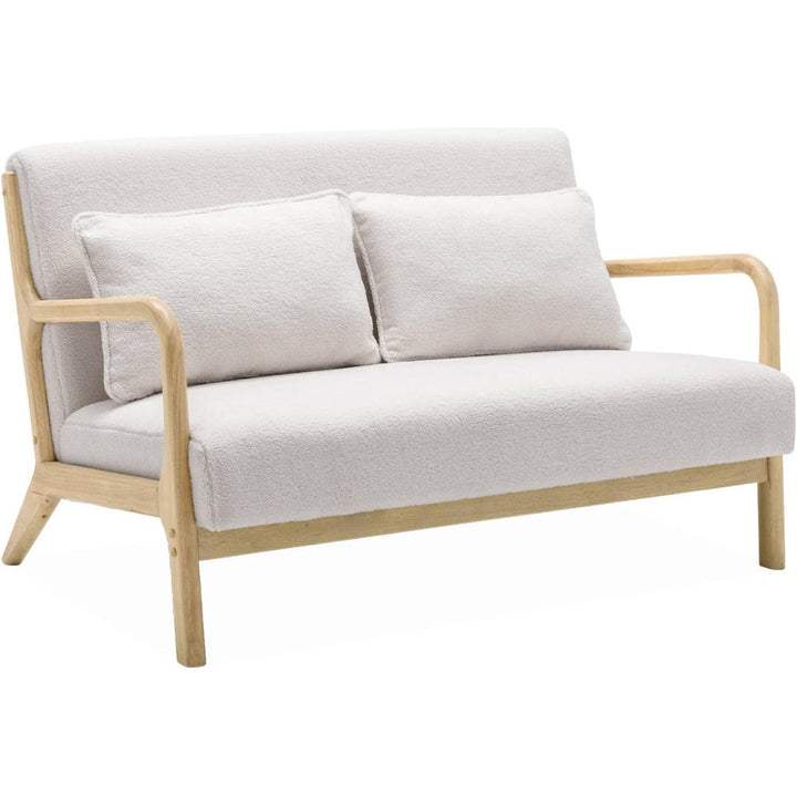 Alice'S Home - Banquette 2 Places + Fauteuil En Bois Et Tissu Bouclette | Designix -     - https://designix.fr/