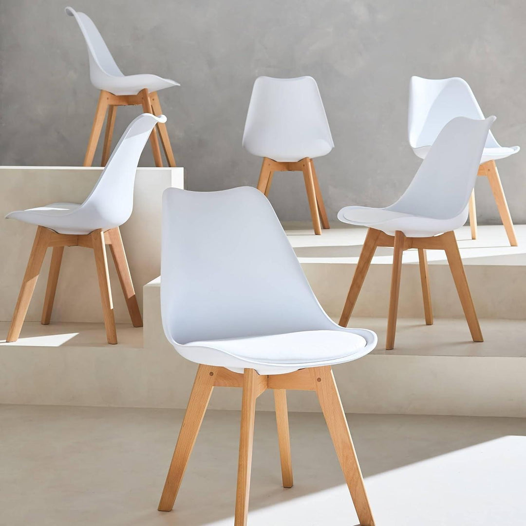 Alice'S Home - Lot De 6 Chaises Scandinaves. Pieds Bois De Hêtre. Chaises 1 Place. Blancs | Designix - Amazon    - https://designix.fr/