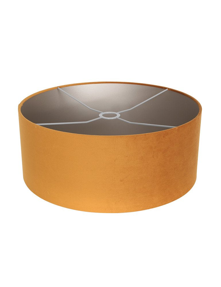 suspension velours doré, abat-jour tambour Ø 50 cm salle à manger | Ambeo