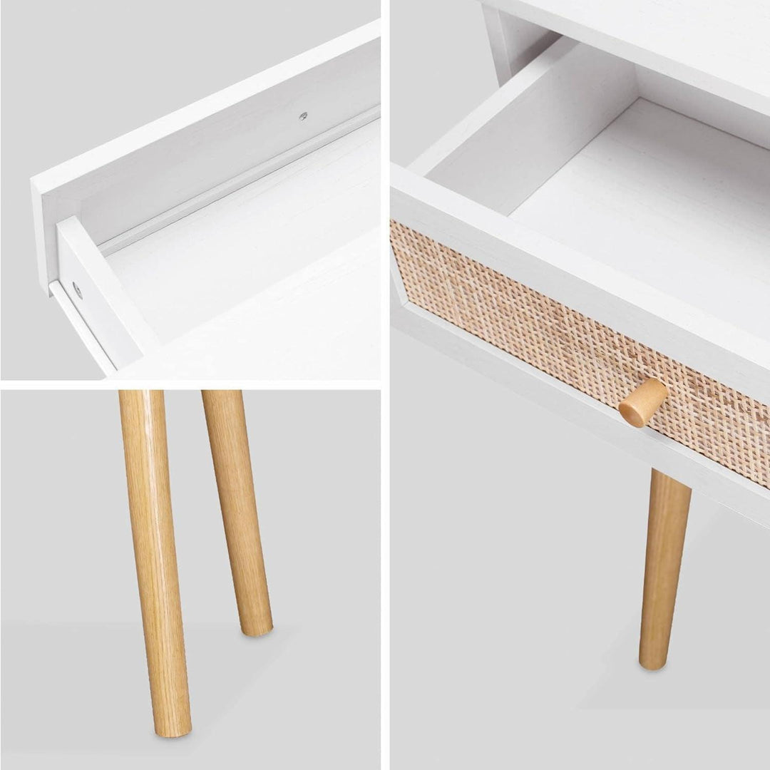 Alice'S Home - Console En Cannage 100X29X81Cm - Bohème - Blanc. 1 Tiroir.1 Espace De Rangement. Pieds Scandinaves Décor Bois. 1 Poignée | Designix - Amazon    - https://designix.fr/