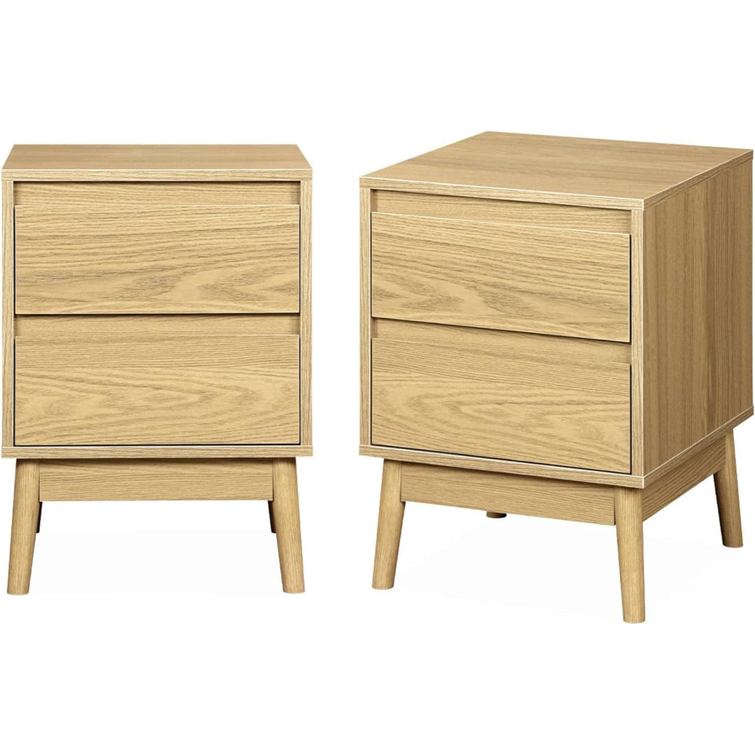 Alice'S Home - Lot De 2 Tables De Chevet Décor Bois. Deux Tiroirs | Designix - Amazon    - https://designix.fr/