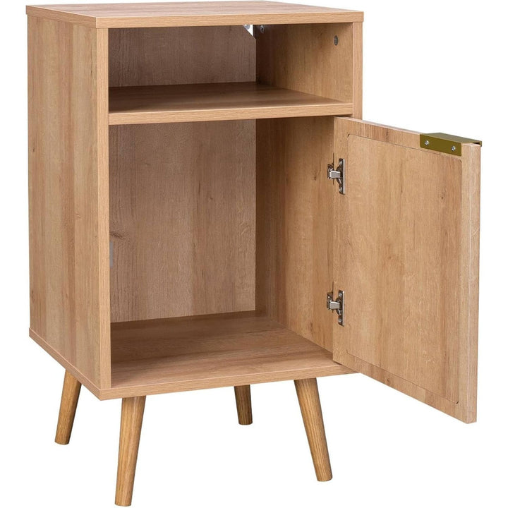 Alice'S Home - Table De Chevet. Eva. Décor Bois Et Cannage Arrondi. Une Porte. Un Espace De Rangement. L40 X L39 X H65.8Cm | Designix - Amazon    - https://designix.fr/