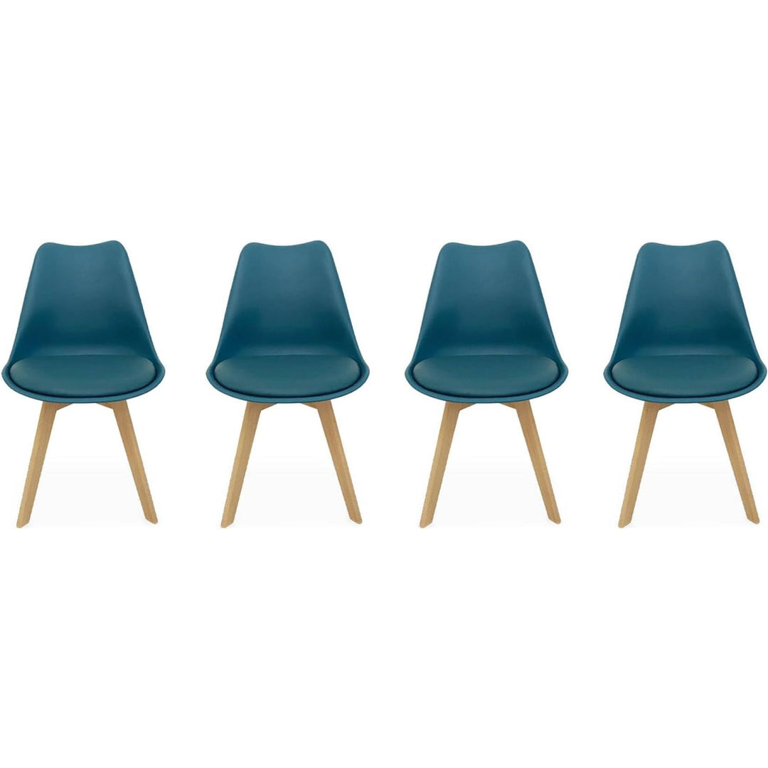 Alice'S Home - Lot De 4 Chaises Scandinaves. Pieds Bois De Hêtre. Chaises 1 Place. Bleu Canard | Designix - Amazon    - https://designix.fr/