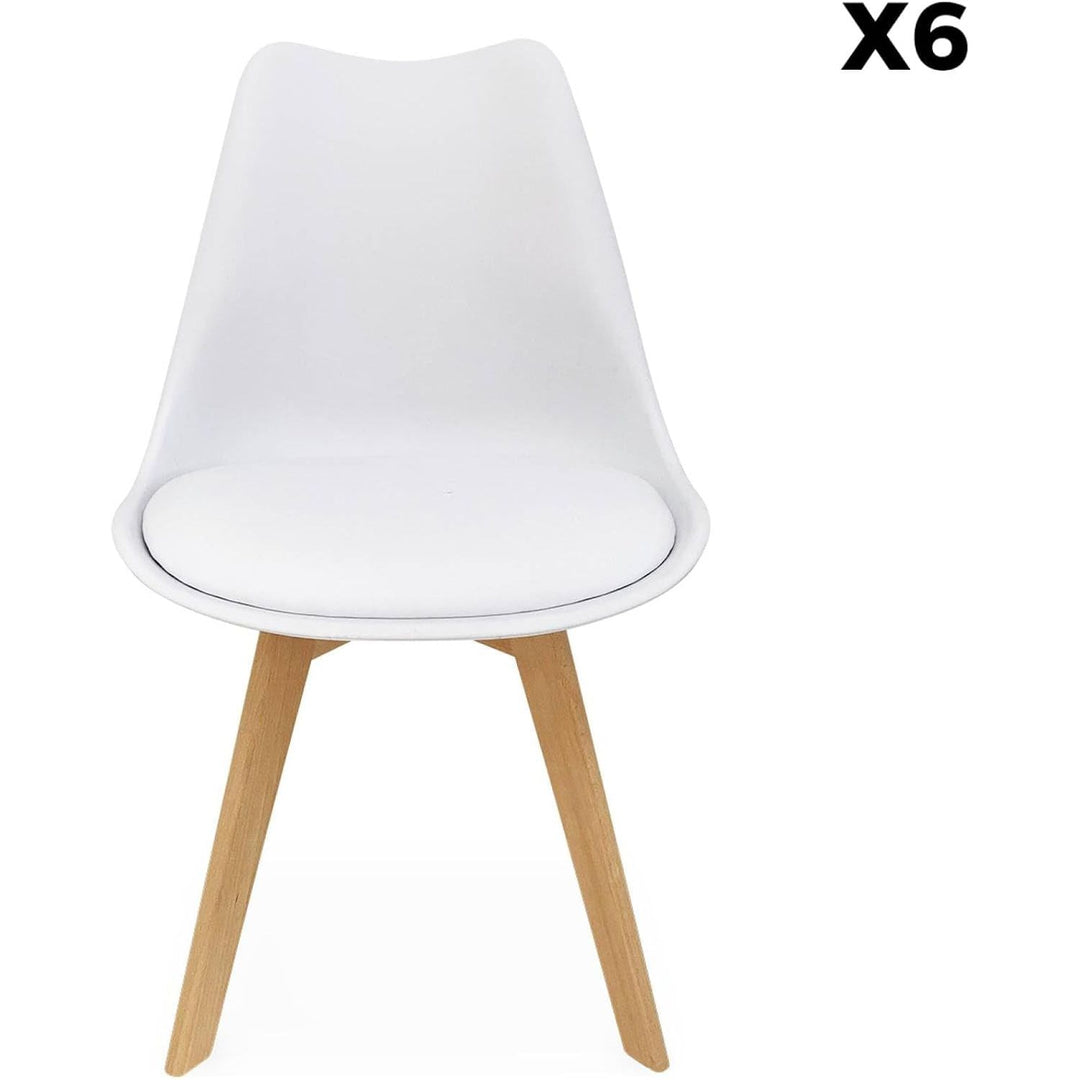 Alice'S Home - Lot De 6 Chaises Scandinaves. Pieds Bois De Hêtre. Chaises 1 Place. Blancs | Designix - Amazon    - https://designix.fr/