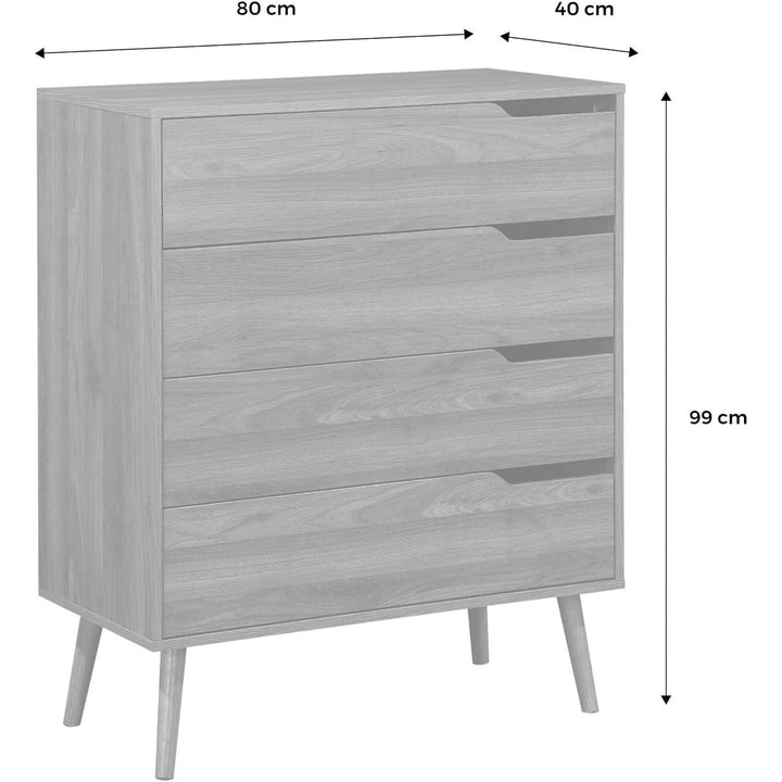 Alice'S Home - Commode Décor Bois De Noyer. 4 Tiroirs. Pieds En Pin Massif | Designix - Amazon    - https://designix.fr/