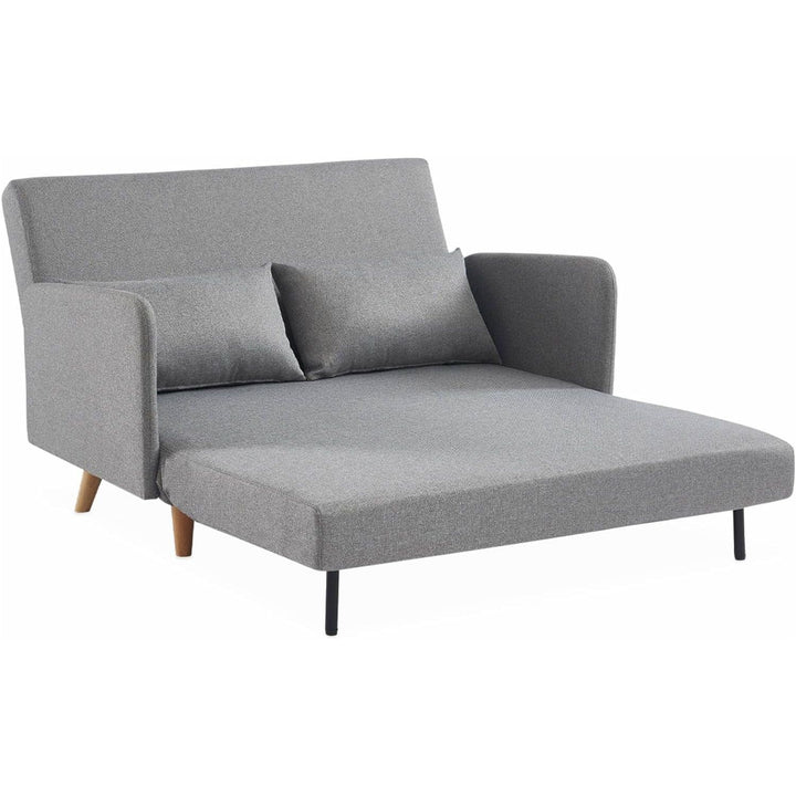 Alice'S Home - Canapé Convertible En Tissu - Panam - 2 Places Scandinave. Pieds Bois Clair. Gris Clair. Banquette. Dossier Inclinable | Designix -     - https://designix.fr/