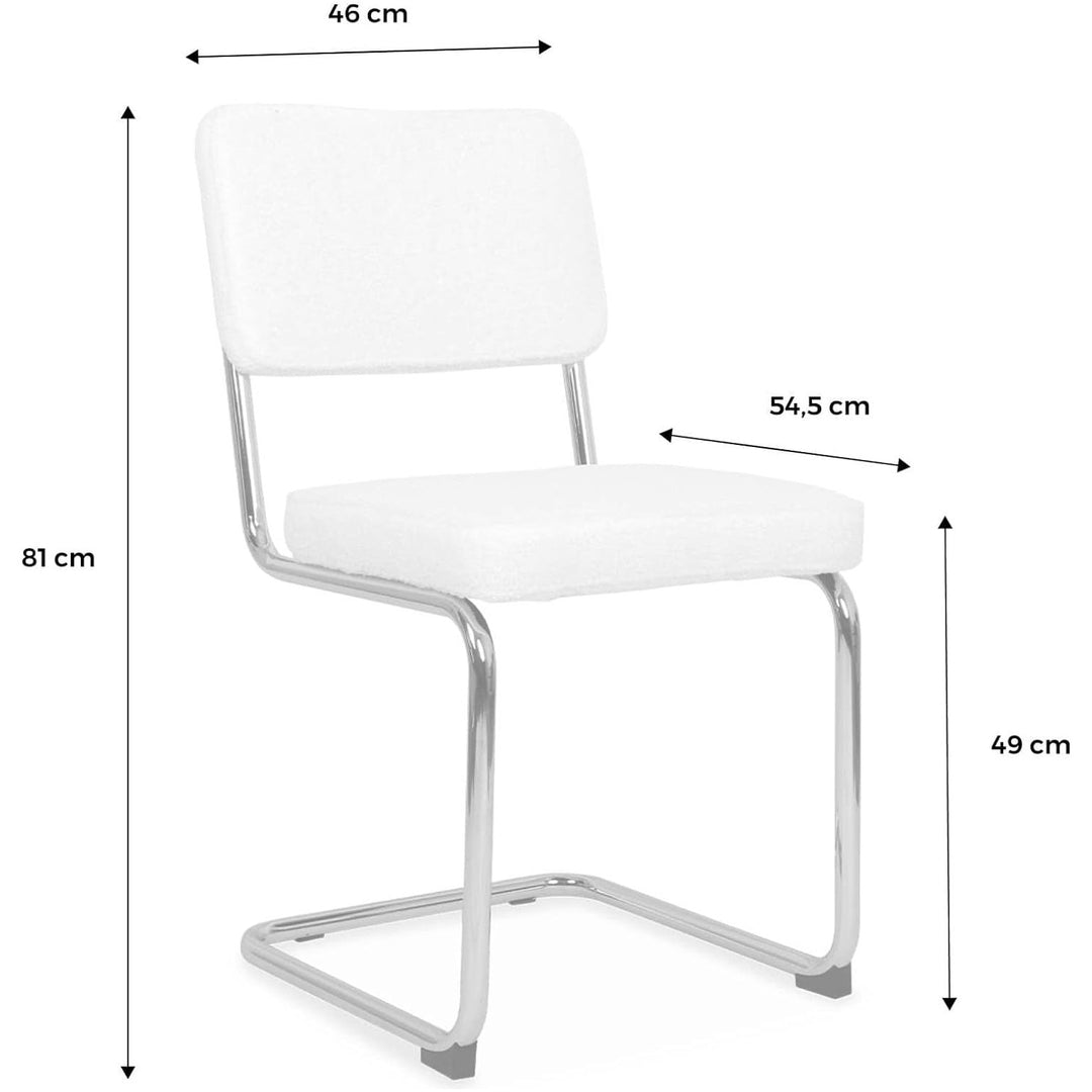 Alice'S Home - 2 Chaises Cantilever - Maja - À Bouclettes Couleur Crème 46 X 54.5 X 84.5Cm | Designix - Amazon    - https://designix.fr/