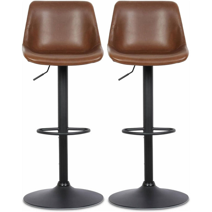 Alice'S Home - Lot De 2 Tabourets De Bar Réglables - Noah - Simili Cuir Marron - Hauteur Réglable 60.5/81.5Cm. Repose-Pieds | Designix - Amazon    - https://designix.fr/