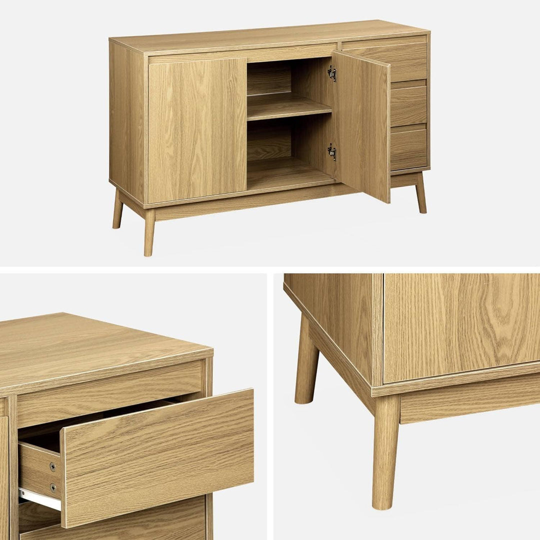 Alice'S Home - Buffet En Décor Bois 2 Portes Et 3 Tiroirs L 120 X L 39 H 76Cm - Dune | Designix - Amazon    - https://designix.fr/