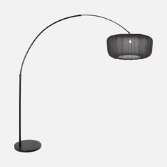 Lampadaire arc abat-jour tissu plissé, salon | Voilà