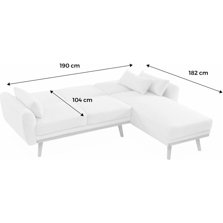 Alice'S Home - Canapé D'Angle Convertible Réversible 3 Places. Tissu Bouclettes Blanches. Pieds Bois | Designix -     - https://designix.fr/