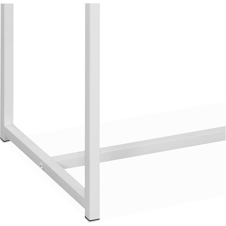 Alice'S Home - Console En Métal Blanc Mat Et Décor Bois. 120X39X79Cm - Loft - Table D'Appoint Avec 1 Barre De Renfort | Designix - Amazon    - https://designix.fr/