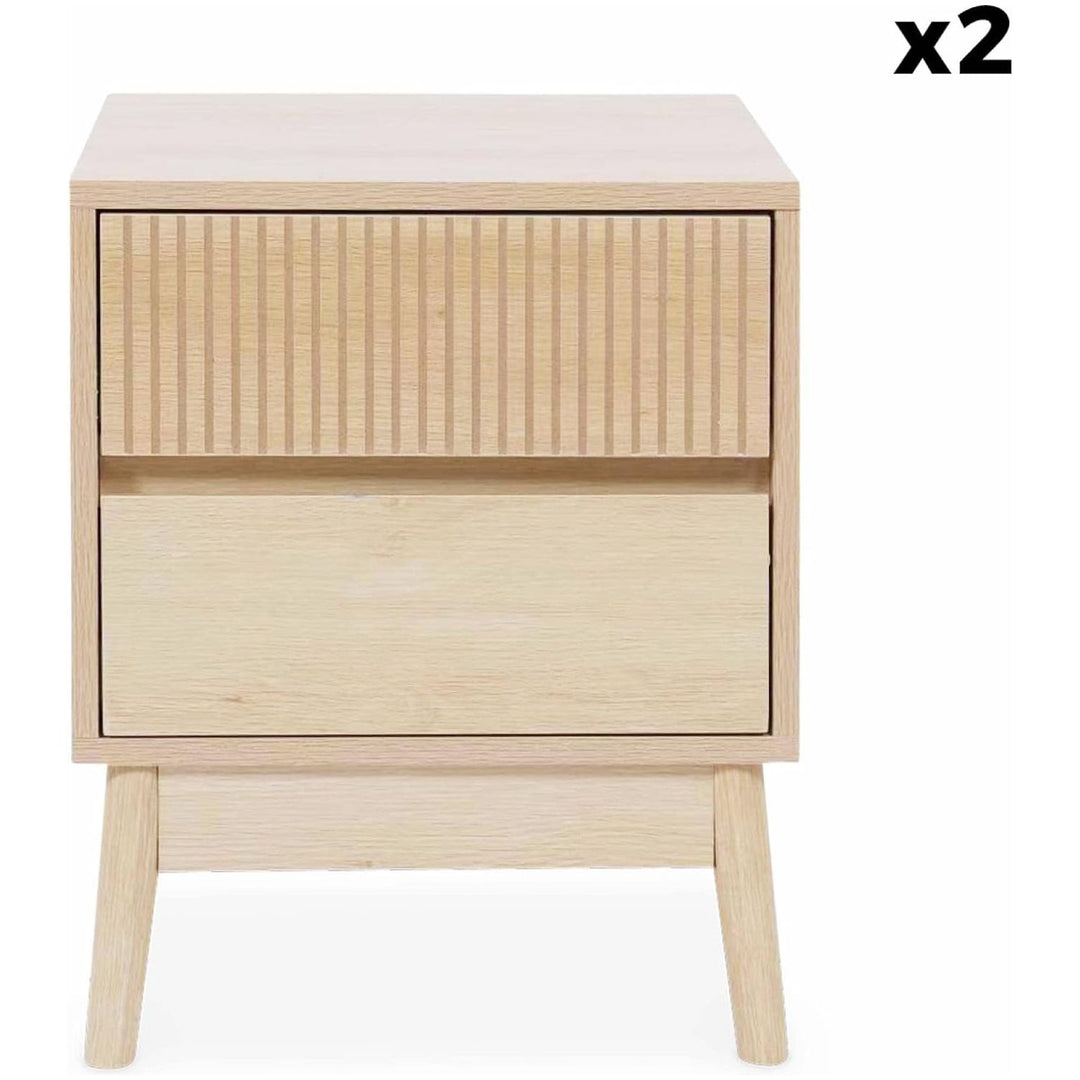 Alice'S Home - Lot De 2 Tables De Chevet Deux Tiroirs. Décor Bois Et Piétement En Pin - Linear | Designix - Amazon    - https://designix.fr/