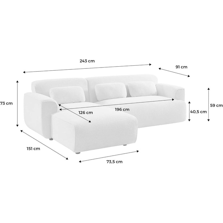 Alice'S Home - Canapé D'Angle Gauche. 2 À 3 Places. Velours Côtelé. Wallas L 196 X P 151/91 / X H 73Cm | Designix -     - https://designix.fr/