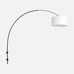 Applique liseuse lin blanc, grand arc noir réglable Ø 30 cm | Linéa