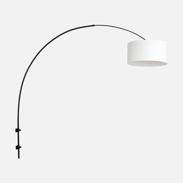 Applique liseuse lin blanc, grand arc noir réglable Ø 30 cm | Linéa
