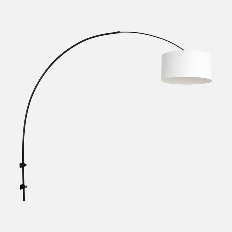 Applique liseuse lin blanc, grand arc noir réglable Ø 30 cm | Linéa