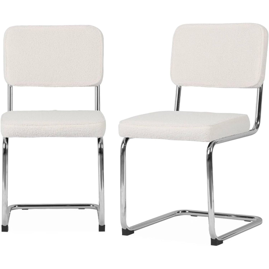 Alice'S Home - 2 Chaises Cantilever - Maja - À Bouclettes Couleur Crème 46 X 54.5 X 84.5Cm | Designix - Amazon    - https://designix.fr/