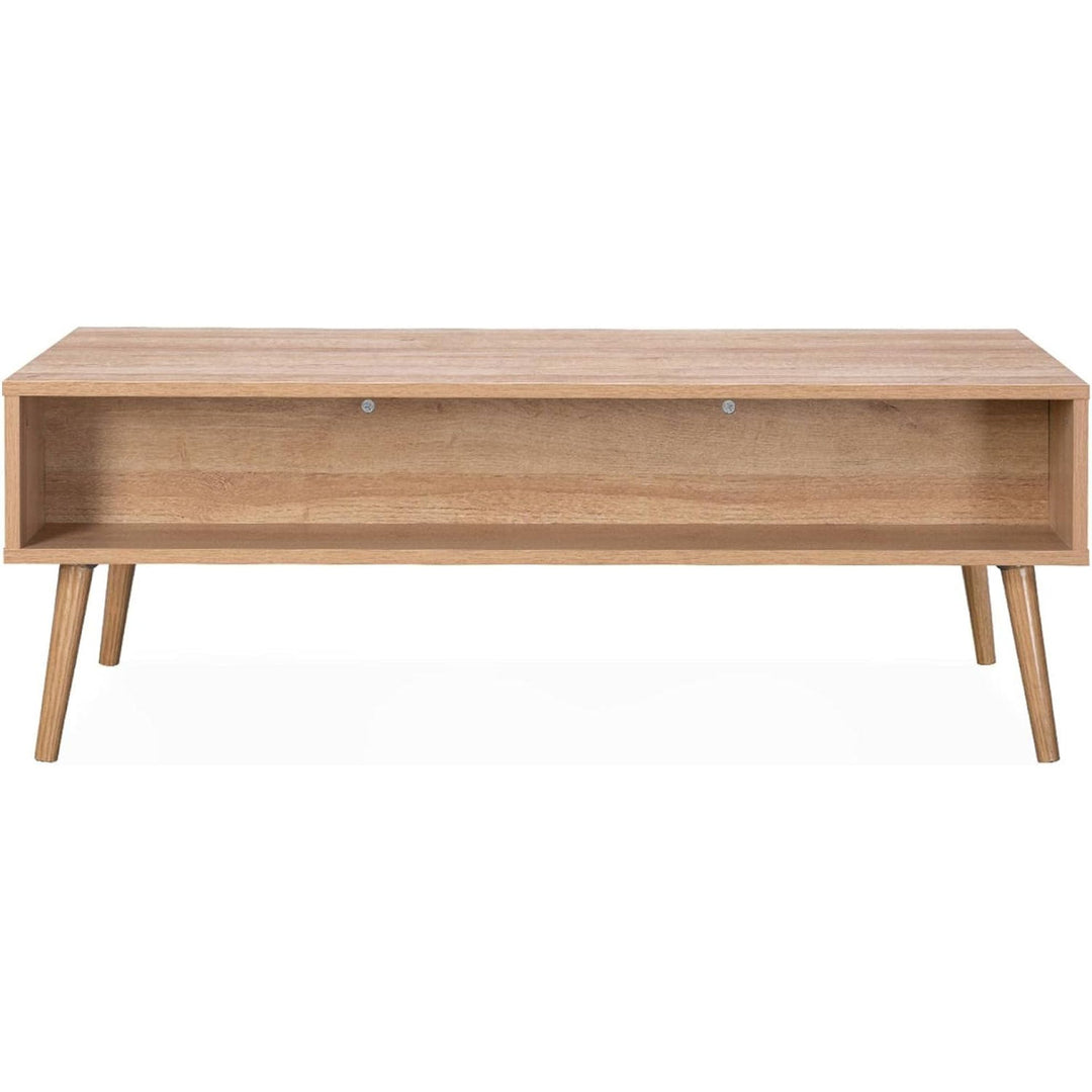 Alice'S Home - Table Basse. Eva. Scandinave En Cannage Arrondi Et En Décor Bois. 1 Tiroir Réversible L110 X L59 X H39Cm | Designix - Amazon    - https://designix.fr/